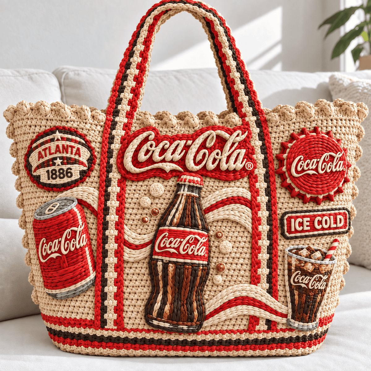 CCCL Straw-Style Embellished Tote Bag NTKO