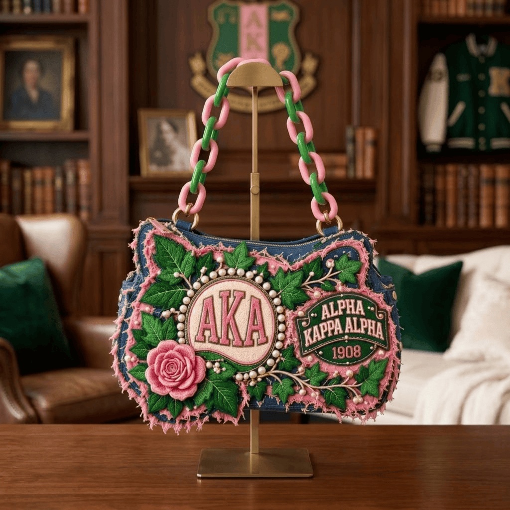 AKA Sculptural Embroidered Denim Handbag NTKO
